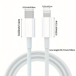 100cm PD/USB greito įkrovimo laidas IPhone įkrovikliui., 39,37 colio / 100 cm