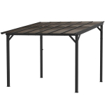 "Outsunny" paviljonas pavėsinė, maždaug 3x3 m, atsparus vandeniui, stabilus, atsparus žiemai, su UV apsauga 50+, sieninis metalinis sodo paviljonas, apsauga nuo saulės sodo terasai, balkonui, tamsiai pilka, Tamsiai pilka