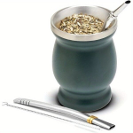 Nerūdijančio Plieno Yerba Mate Rinkinys Su Dviem Bombilėmis ,  Žalia