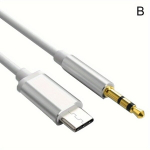 3.5 Jack Aux Audio TPE Kabelis Tipas C 1m Adapteris ,  Sidabrinis