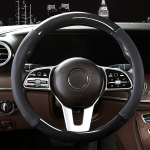 Universalus sintetinės odos automobilio vairo dangtelis 14 1/2-15. , Juoda