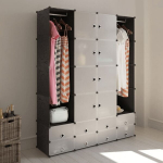 Modulinė spinta, 18 skyrių, 37 x 146 x 180,5 cm, juoda, Juoda