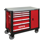 Serviso įrankių spinta dirbtuvėms ir autoservisams su 6+1 stalčiais 113&times;100&times;57 cm centrinis užraktas rutuliniai bėgeliai 4 dideli ratukai keliamoji galia 300 kg YT-09002 YATO