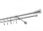 Dvigubas karnizas metalinis 19 mm + 19 mm OLIMP, 300 cm, matinio chromo