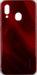 Evelatus Samsung A40 Water Ripple Full Color Electroplating Tempered Glass Case Red