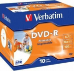 "verbatim" dvd-r, platus ra&scaron;aliniu spausdintuvu spausdinamas id prekės ženklas, 43521, 4,7 gb, 16x, brangakmenių dėžutė, 10 vnt., 12 cm, skirtas duomenų archyvavimui