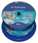 "verbatim cd-r", 43438, 50 vnt., 700 mb, 52x, 80 min., 12 cm, su verpste, skirtas duomenų archyvavimui