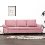 Trivietė sofa, rožinės spalvos, 180cm, aksomas