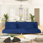 Dvivietė sofa-lova su dvejomis pagalvėmis, mėlyna, audinys