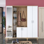 Prie&scaron;kambario spinta EA129 - 2797, 180x198x37.5 cm, ruda/balta