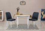 I&scaron;plečiamas valgomojo stalo ir kėdžių rinkinys (3 vienetai) Vina 1048 - White, Navy Blue