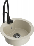 Granitinė virtuvinė plautuvė Mexen Diego su mai&scaron;ytuvu ir sifonu, Beige/Black