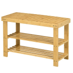 Batų spintelė, 3 auk&scaron;tai, vietos 6&ndash;9 poroms batų, iki 130 kg, bambukas, 70 x 28 x 45 cm