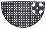 Lauko guminis pusapvalis kilimėlis juodos spalvos 75 x 45 cm, 75x45 cm