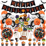Helovino dekoracijų rinkinys Happy Halloween, 72 vnt.