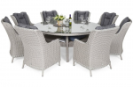9-ių dalių lauko baldų komplektas Bristol Round Elegant 180 cm, baltas