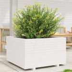 Sodo lovelis, baltas, 80x80x49,5cm, pu&scaron;ies medienos masyvas