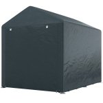Įrankių sandėliukas, palapinės garažas, didelės durys, nerūdijantis metalinis rėmas, 160x218x172 cm, tamsiai pilkos spalvos