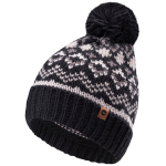 Žieminė unisex kepurė Hi-Tec Amir su bumbulu, &scaron;ilta beanie, juoda/ rastas