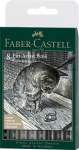 Faber-castell Pitt Artist Pen žymekliai, 8 vnt., pilka ir juoda