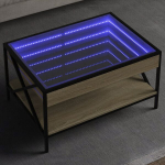 Kavos staliukas su infinity led lemputėmis, ąžuolo, 70x50x38cm