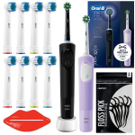 "Oral-B Vitality Pro D103 Duo Black/Lilac Violet" + 8 tikslios atsarginės dalys