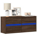 Sieninė tv spintelė su led lemputėmis, ruda ąžuolo, 100x31x45cm