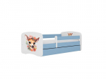 Vaiki&scaron;ka lova be čiužinio, su stalčiumi Kocot Kids BabyDreams Blue bambi, 180x80 cm, mėlyna