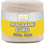 Makrame virvė 3 mm x 300 m smėlio spalvos Creative Deco medvilninis siūlas nėrimui
