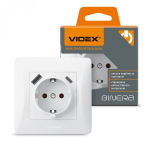 Lizdas su 1V + lizdais (USB-A + USB-C), Videx Binera, baltas, IP20