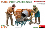 Klijuojamas Modelis MiniArt 38077 WORKERS WITH CONCRETE MIXER 1/35
