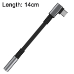 Ausinių priedai, USB C iki 3,5 mm ausinių adapteris, stačiu kampu, pinti, su DAC mikroschema, pilka