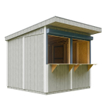 Premium kokybės medinis prekybinis kioskas Timbela M950, H240x248x305 cm, su dažų rinkiniu TUNDRA GREY