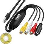 Video Grabber perkelia Vhs į Usb 2.0 Hi8 Vhs skaitmeninimo Dvd vaizdo įra&scaron;ymo kortelę su Rca/s-video adapteriu, Vcr į skaitmeninį konverterį, skirtą Mac, Windows 2000, Xp, Win7/8/10/11