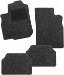 Carfashion Basicrips C03 automobilio grindų kilimėlis, juodas margas automobilio kilimėlis, juodas slenksčio apsaugos elementas, juodas blizgus apvadas, automobilio grindų kilimėlių rinkinys be kilimėlio laikiklio, 4 dalių
