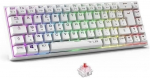 The G-lab Keyz Titanium Wl - belaidė žaidimų klaviatūra 65% Azerty - mechaninė klaviatūra, raudona, Rgb 100% pritaikoma, programuojami makrokomandos - belaidė žaidimų klaviatūra Pc, Ps4, Ps5, Xbox - balta