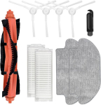 Fervalyna priedų atsarginės dalys, suderinamos su Xiaomi Mi Robot Vacuum Mop 2s/mop Pro/styj02ym, skirtos Xiaomi Robot Vacuum S12, 1 pagrindinis &scaron;epetys, 4 &scaron;oniniai &scaron;epečiai, 2 filtrai, 2 &scaron;luostės