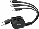 Yingtop 3-in-1 i&scaron;traukiamas įkrovimo kabelis, 5v/3a saugus ir greitas i&scaron;traukiamas Usb įkrovimo kabelio adapteris su Type-c, Micro Usb prievadais, suderinamas su mobiliaisiais telefonais ir plan&scaron;etiniais kompiuteriais