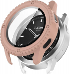 Giopuey dėklas, suderinamas su Xiaomi Watch S3, stiklo ekrano apsauga + kieto plastiko rėmas, 360&deg; visapusi&scaron;ka apsauga, Xiaomi Watch S3 dangtelis - rožinis