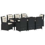 vidaXL Sodo valgomojo komplektas 9 pcs Juoda poliratanas