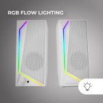 Mars Gaming Ms72 žaidimų kolonėlė 15 W, Rgb Flow ap&scaron;vietimas, 2 aktyvūs garsiakalbiai, Dsp mikroschema, Plug & Play Usb ir 3,5 mm lizdo jungtis, garso reguliavimas ir garso prievadas ausinėms, balta