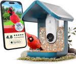 Bird Buddy Pro i&scaron;manusis lesyklėlė su saulės baterija ir kamera - Ai pauk&scaron;čių rū&scaron;ių atpažinimas, 5mp nuotraukos, 2k Hd tiesioginė vaizdo transliacija, sulėtintas vaizdas, 6.6 cm fokusas - mėlyna saulės baterija
