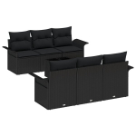 7 dalių sodo sofa komplektas su pagalvėmis juoda poli ratan