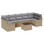8 dalių sodo sofa rinkinys su pagalvėmis smėlio poli ratano