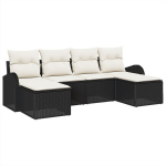 vidaXL Sodo Sofų Rinkinys su pagalve 6 pcs Juoda Poli ratanas