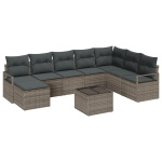 8 dalių sodo sofas komplektas su pagalvėmis juodas poli ratanas,2 vietų sodo sofa su pagalvėmis pilkas poli ratanas
