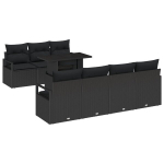 8 dalių sodų sofa rinkinys su pagalvėlėmis juodas poli rattan,2-vietė sodų sofa su pagalvėlėmis juodas poli rattan
