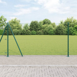 Hexagon Tvoros Žalia 1.2x100 m Plienas,Tvoros Stulpai su Pagrindo Plok&scaron;tėmis 13 vnt. &Oslash;32mm 68.5cm Cinkuoto Plieno