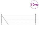 &Scaron;e&scaron;iakampė Tvoros 0.4x10 m Cinkuotas Plienas,Tvoros Stulpai su Pagrindo Plok&scaron;tėmis 7 vnt &Oslash;32mm 50cm Cinkuotas Plienas