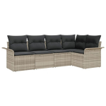 5 dalių sodo sofa rinkinys su pagalvėmis &scaron;viesiai pilka poli ratanas,2 vietų sodo sofa su saugykla ir pagalvėmis &scaron;viesiai pilka poli ratanas